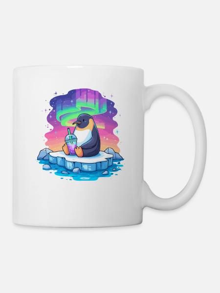 Pinguin am Polarlicht Drink - Tasse - Weiß