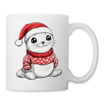 Robbe Tier Weihnachten Xmas - Tasse - Weiß - Rechts