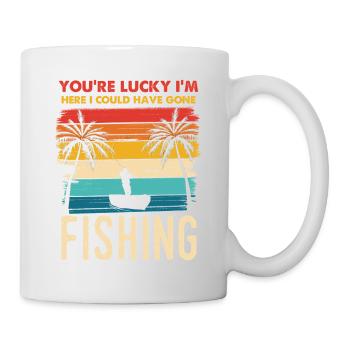 Fischerei Retro Sunset Silhouette - Tasse - Weiß - Rechts