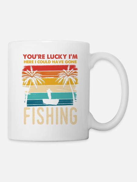 Fischerei Retro Sunset Silhouette - Tasse - Weiß