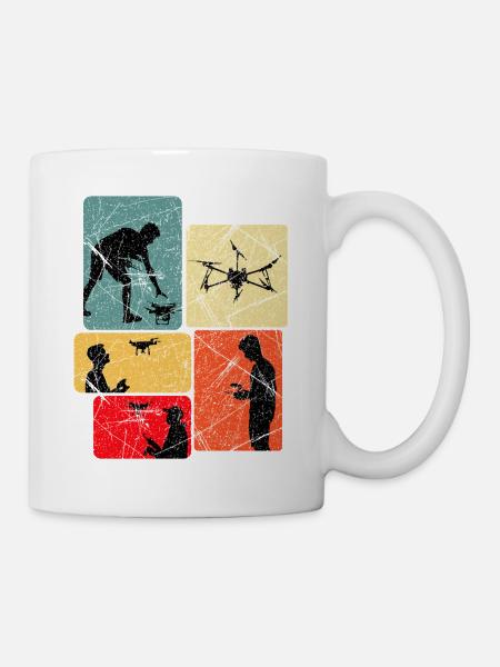 Drohnenpilot Panels Kunst - Tasse - Weiß