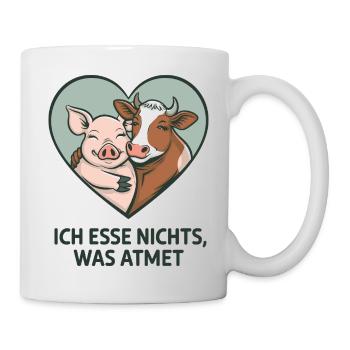 Je ne mange rien qui respire un motif de cœur Animal Love - Mug blanc - blanc - Droite