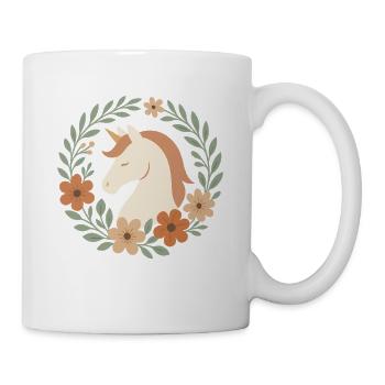 Boho Einhorn Blütenkranz, Sanfte Träume - Tasse - Weiß - Rechts