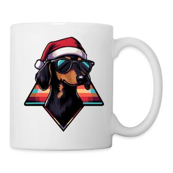Santa dog with sunglasses - Mug - white - Right