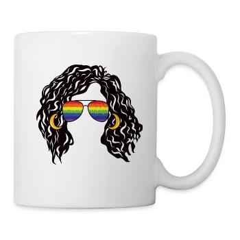 Regenbogenschattierungen Lockiges Afro-Mädchen-Haar Pride Retro - Tasse - Weiß - Rechts