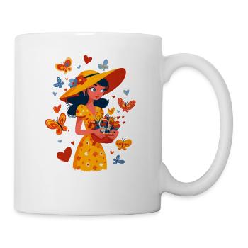 Fée du printemps avec panier de fleurs - Mug blanc - blanc - Droite