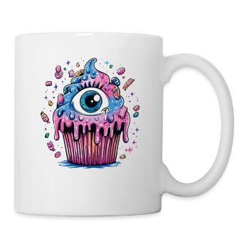 Auge im Neon Cupcake Farbexplosion - Tasse - Weiß - Rechts