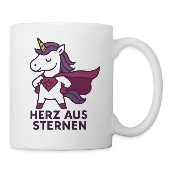 Herz aus Sternen, Einhorn Superheldin - Tasse - Weiß - Rechts