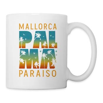 Palma Mallorca Paraiso Sunset Palmen Retro - Tasse - Weiß - Rechts