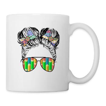 Lehrerin Bun Girl Bleistiftschattierungen Farbenfrohes Kunstdruck - Tasse - Weiß - Rechts