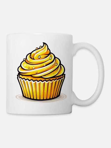 Goldgelber Cupcake - Tasse - Weiß
