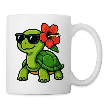 Sun turtle with hibiscus - Mug - white - Right