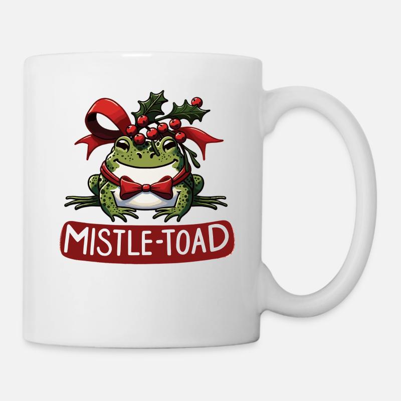 Gui et crapaud : jeu de mots drôle sur le crapaud de Noël - Mug blanc - blanc