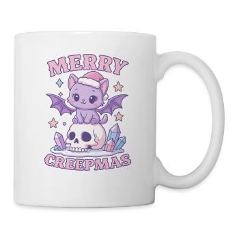 Merry Creepmas Cat Pastel Goth Christmas Skull - Mug - white - Right