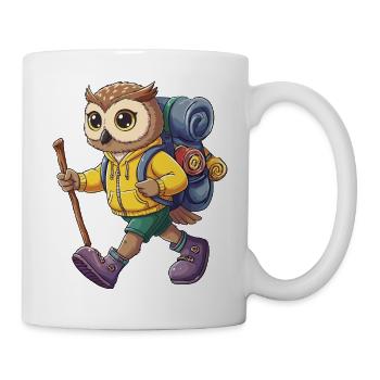Niedliche Eule, Wandern, Camping, Abenteuer-Rucksacktourist, - Tasse - Weiß - Rechts