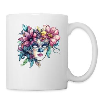 Floral mask in masquerade ball style - Mug - white - Right