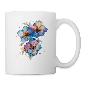 Wasserfarbene Blütenstrauß - Tasse - Weiß - Rechts