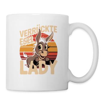  Verrückte Esel Lady Retro Sonnenuntergang - Tasse - Weiß - Rechts