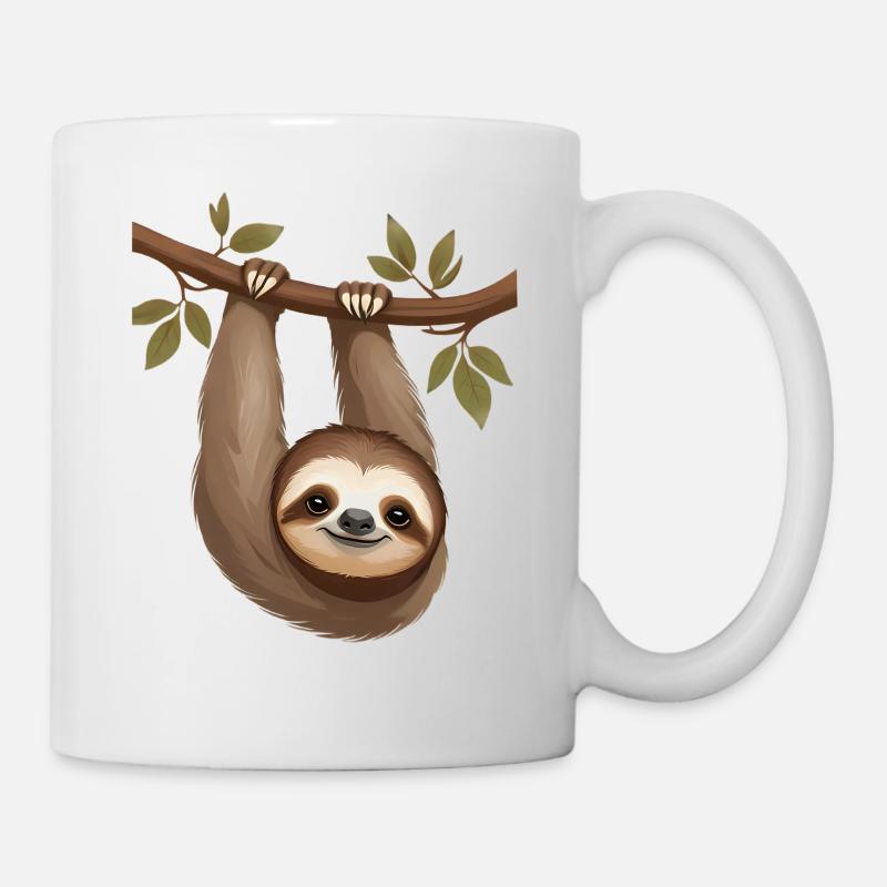 Faultier am Ast – Langsamer Charme - Tasse - Weiß