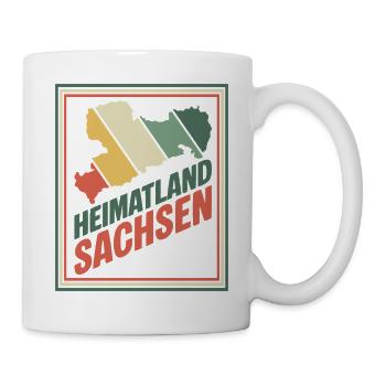 Heimatland Sachsen Retro Druck - Tasse - Weiß - Rechts