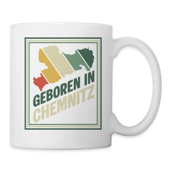 Geboren in Chemnitz Vintage Signet - Tasse - Weiß - Rechts