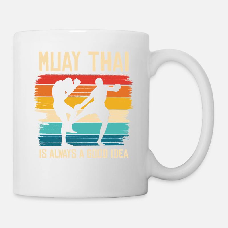 Vibe de combat rétro Muay Thai - Mug blanc - blanc