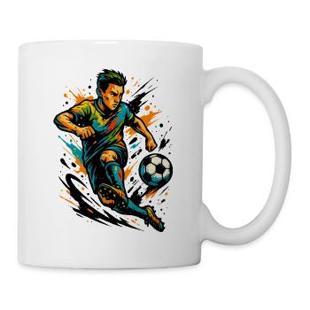 Joueur de football néon, Art d’action, Cadeau - Mug blanc - blanc - Droite
