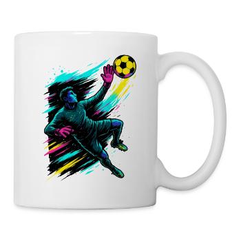 Neon Torwart Kunst, Fußball Geschenk, Highlight - Tasse - Weiß - Rechts