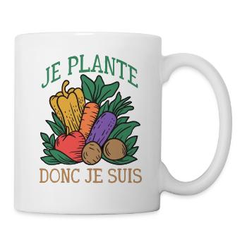 I plant therefore I am humor gardening & vegetable garden - Mug - white - Right