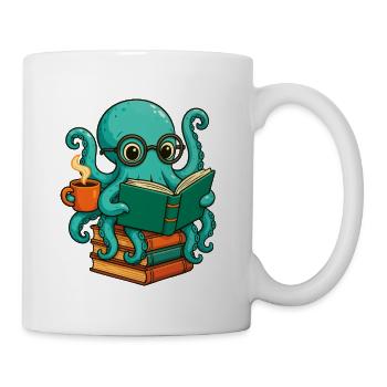 Octopus Reading Book Funny Ocean Nerd Bookworm - Mug - white - Right