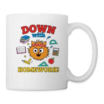 Down with Homework Rebellische Schulkatze Schüler - Tasse - Weiß - Rechts