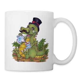 Funny Tea Rex Pun Hand Drawn Dino - Mug - white - Right