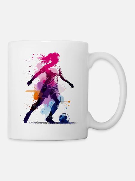 Fußball Fußballerin, Fussballspielerin, bunt Frau - Tasse - Weiß