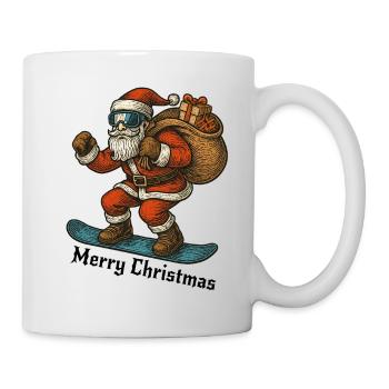 Santa Snowboard Merry Christmas - Tasse - Weiß - Rechts