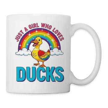 Süße Ente Cartoon Regenbogen Mädchen Bunt - Tasse - Weiß - Rechts