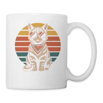Cat Sunset with Glasses - Mug - white - Right