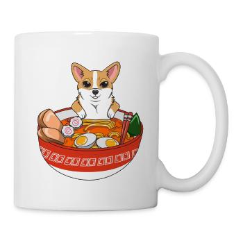 Cute Corgi Dog Eating Ramen Noodle Japanese Foodie - Mug - white - Right