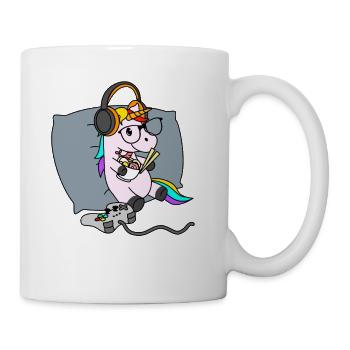 Gamer Unicorn Eating Ramen Noodles Kawaii Anime - Mug - white - Right