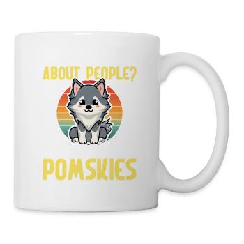 Pomsky Hundeliebhaber Leckerlis Geschirr Pomsky ausgestopft - Tasse - Weiß - Rechts