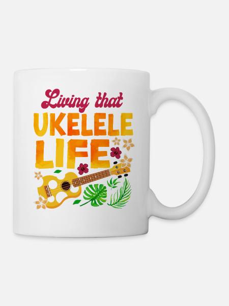 Hawaiian Ukulele Uke Living That - Tasse - Weiß