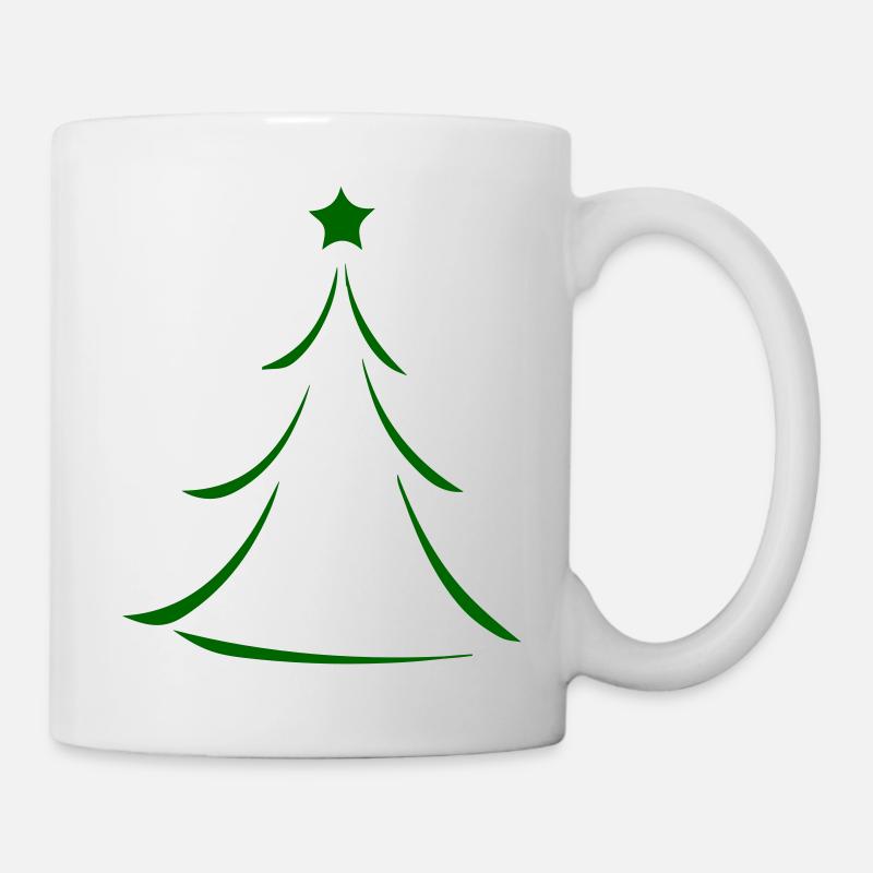 Silhouette minimale de sapin de Noël vert - Mug blanc - blanc