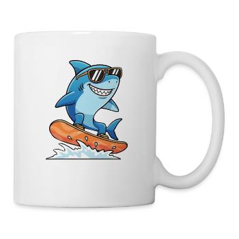 Surferhai Mit Sonnenbrille Sommerurlaub - Tasse - Weiß - Rechts