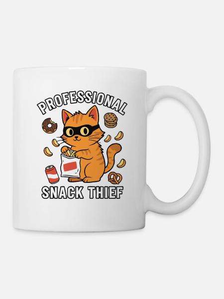 Professional Snack Thief Freche Lustige Katze - Tasse - Weiß