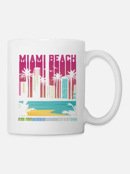 Miami Beach Sunset Palms Skyline - Tasse - Weiß