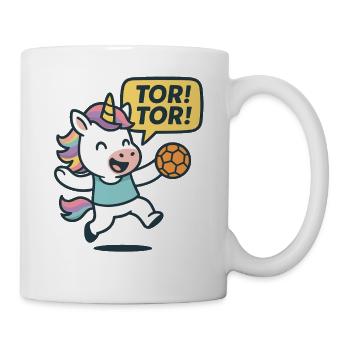 Einhorn Handball Tor Tor, Jubelkind Motiv - Tasse - Weiß - Rechts