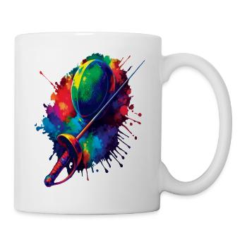 Fecht-Splash-Kunst – Fecht-Sportmaske und -schwert - Tasse - Weiß - Rechts