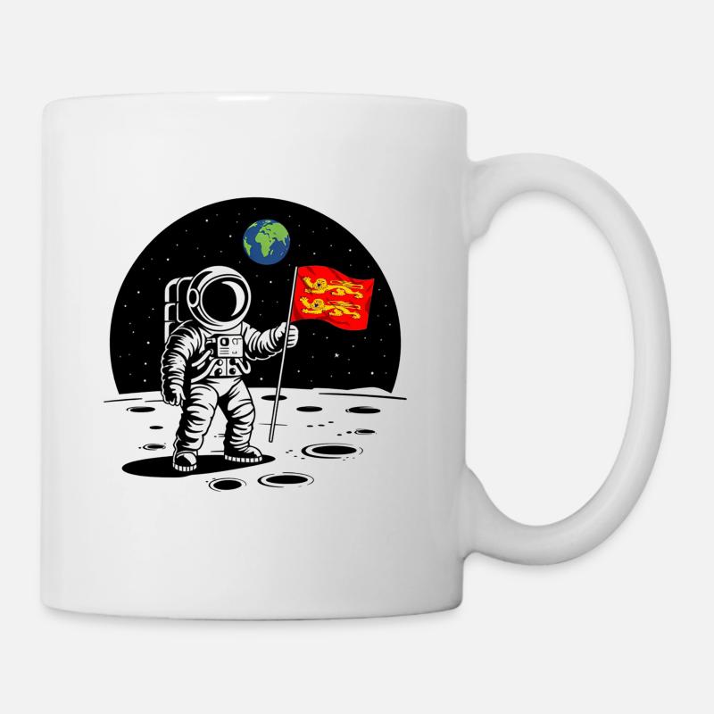 Astronaute Normand Drapeau Normandie sur la Lune - Mug blanc - blanc