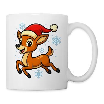 Fröhliches Rentier Kitz Lustig Weihnachtsgeschenk - Tasse - Weiß - Rechts