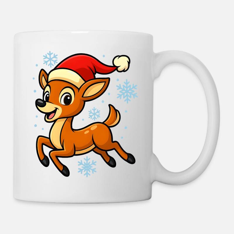 Joyeux Faon Renne Drôle Cadeau de Noël - Mug blanc - blanc