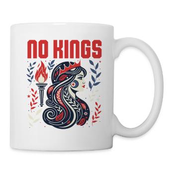No Kings Bold Anti-Monarchy Liberty USA - Mug - white - Right